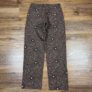 Dickies Pants Women's 27 Brown Floral Print Straight Leg Work Paisley